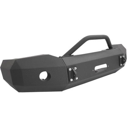 ALMULOO Front Bumper Assembly Compatible with 2003 2004 2005 2006 GMC Sierra 1500 W/Winch Plate, Light Holes, D-Ring Holes&Bull Bar Steel Powder Coated 2 Packages