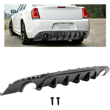 KUAFU Rear Bumper Diffuser Compatible with 2015-2023 Chrysler 300 Models Dual Round Exhaust Shark Fin Rear Bumper Lower Spoiler Valance Diffuser Lip Splitter Plastic(ABS) Carbon Fiber Color