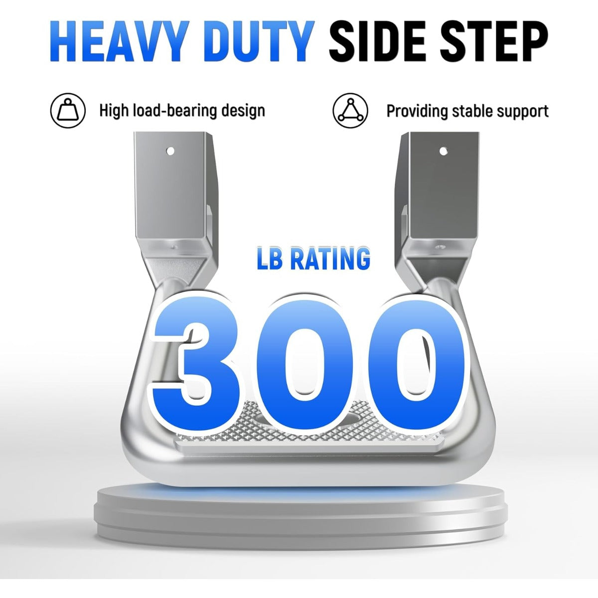 2Pcs Silvery Aluminum Side Step Compatible with Chevy Chevrolet GMC Ford Isuzu Mitsubishi Dodge Jeep Nissan Toyota Mazda Side Hoop Step Polishing