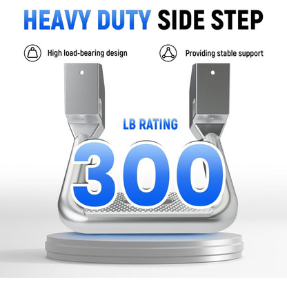 2Pcs Silvery Aluminum Side Step Compatible with Chevy Chevrolet GMC Ford Isuzu Mitsubishi Dodge Jeep Nissan Toyota Mazda Side Hoop Step Polishing
