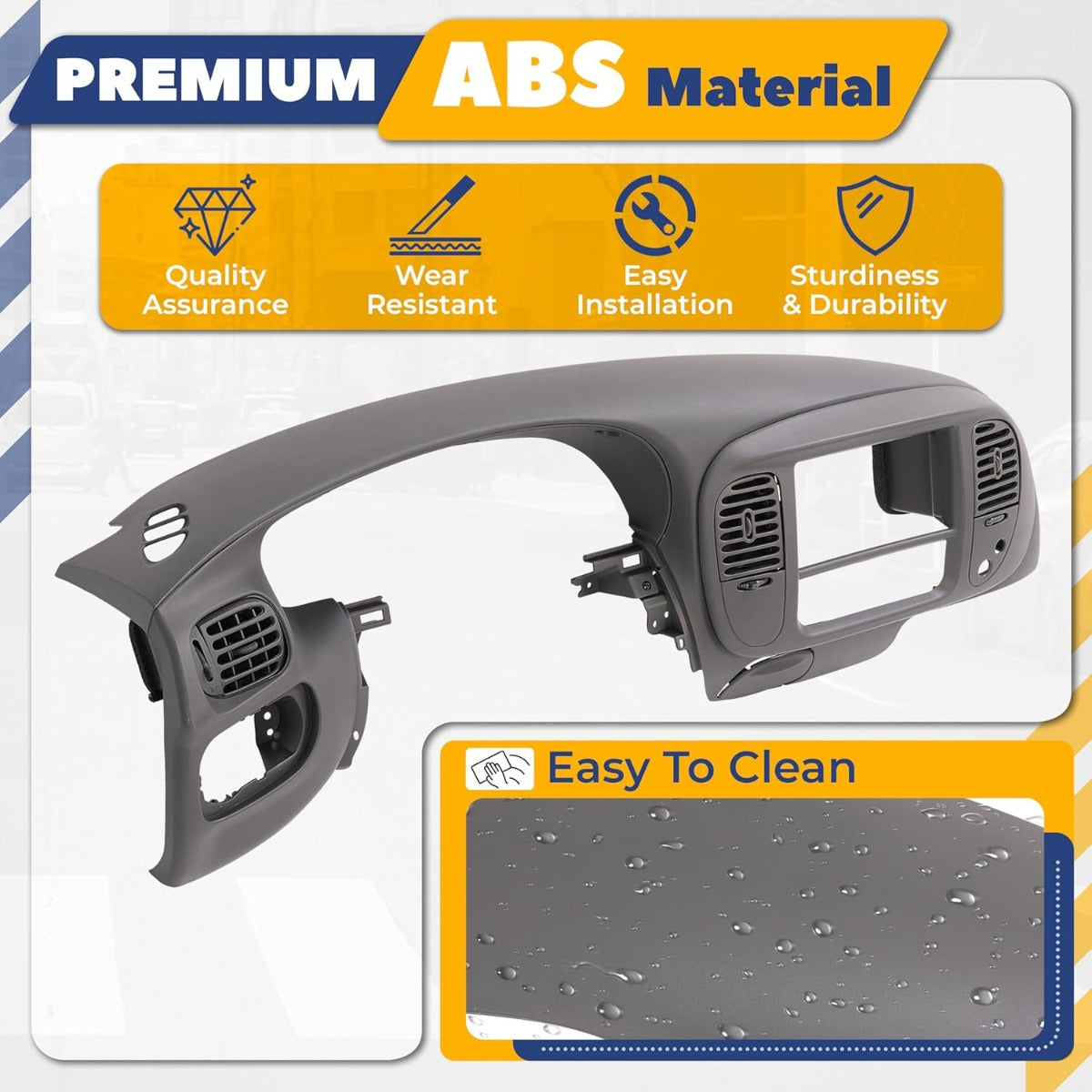 Dash Pad Bezel & Center Dash Radio Bezel Compatible with 1997-2003 Ford F150 Expedition Painted w/Air Vent ABS Plastic (Gary) Not Compatible with 4WD