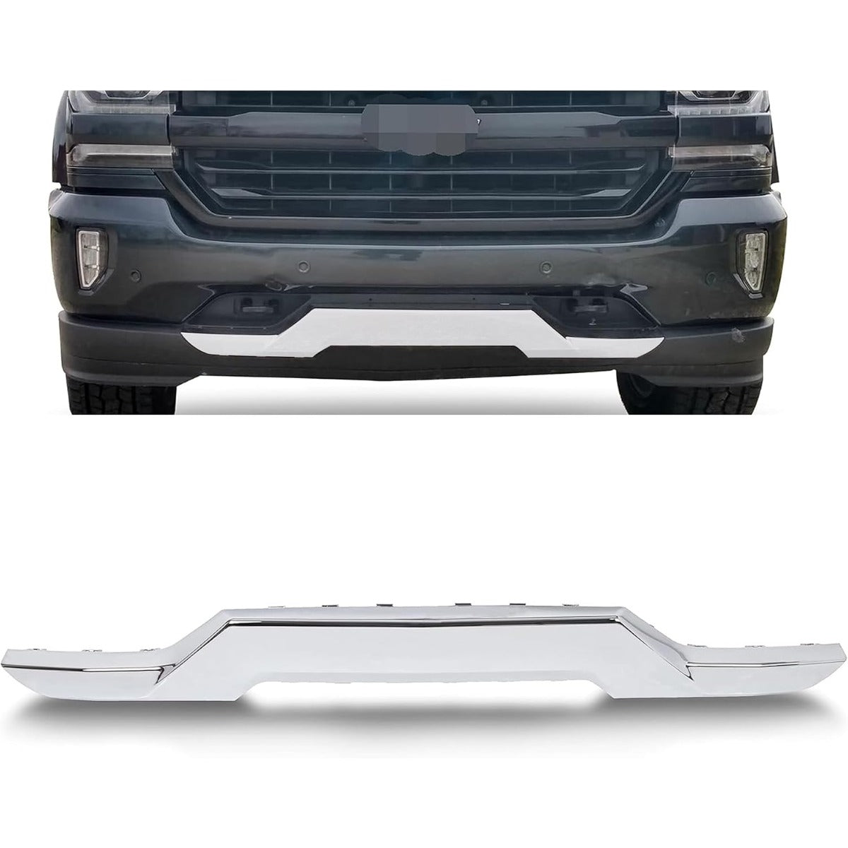Front Lower Bumper Skid Plate Compatible with 2016-2019 Chevy Chevrolet Silverado 1500 23243083 GM1044128 Bumper Valance Panel Cover Impact Face Bar Chrome