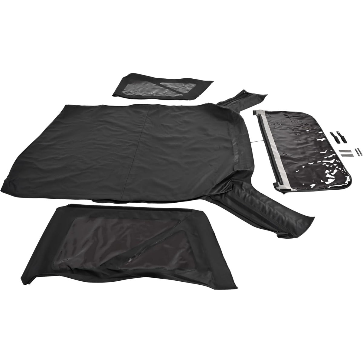 Replacement Soft Top  for  2010-2018 Jeep Wrangler JK 2-Door with Removable Side and Tinted Window, Black Premium Sailcloth Vinyl Soft Roof Cover