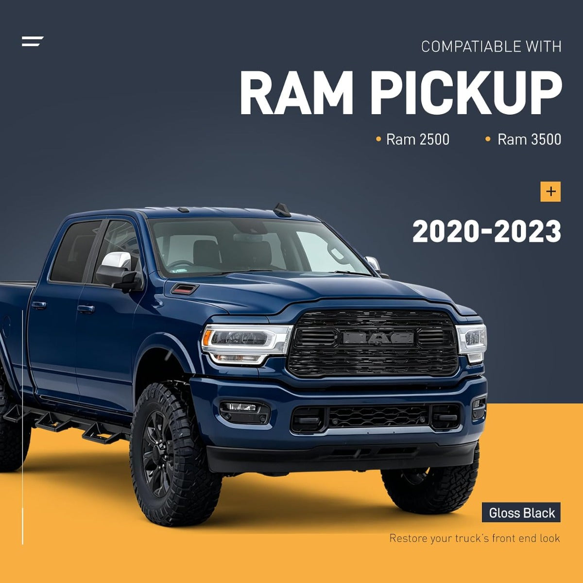 Grill Compatible with 2020-2024 Ram 2500/3500 4500 Front Grille