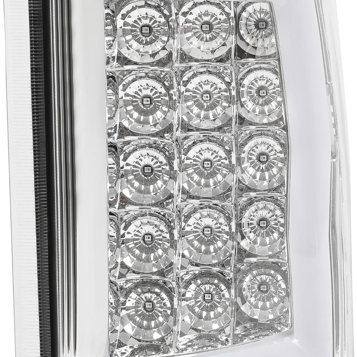 ALMULOO Pair LED Tail Light Compatible with 07-13 GMC Sierra 1500 & 07-14 GMC Sierra 2500HD 3500HD Replacement for GM2800208 GM2801208 Rear Lamp Clear Lens Chrome Housing Plastic Left&Right