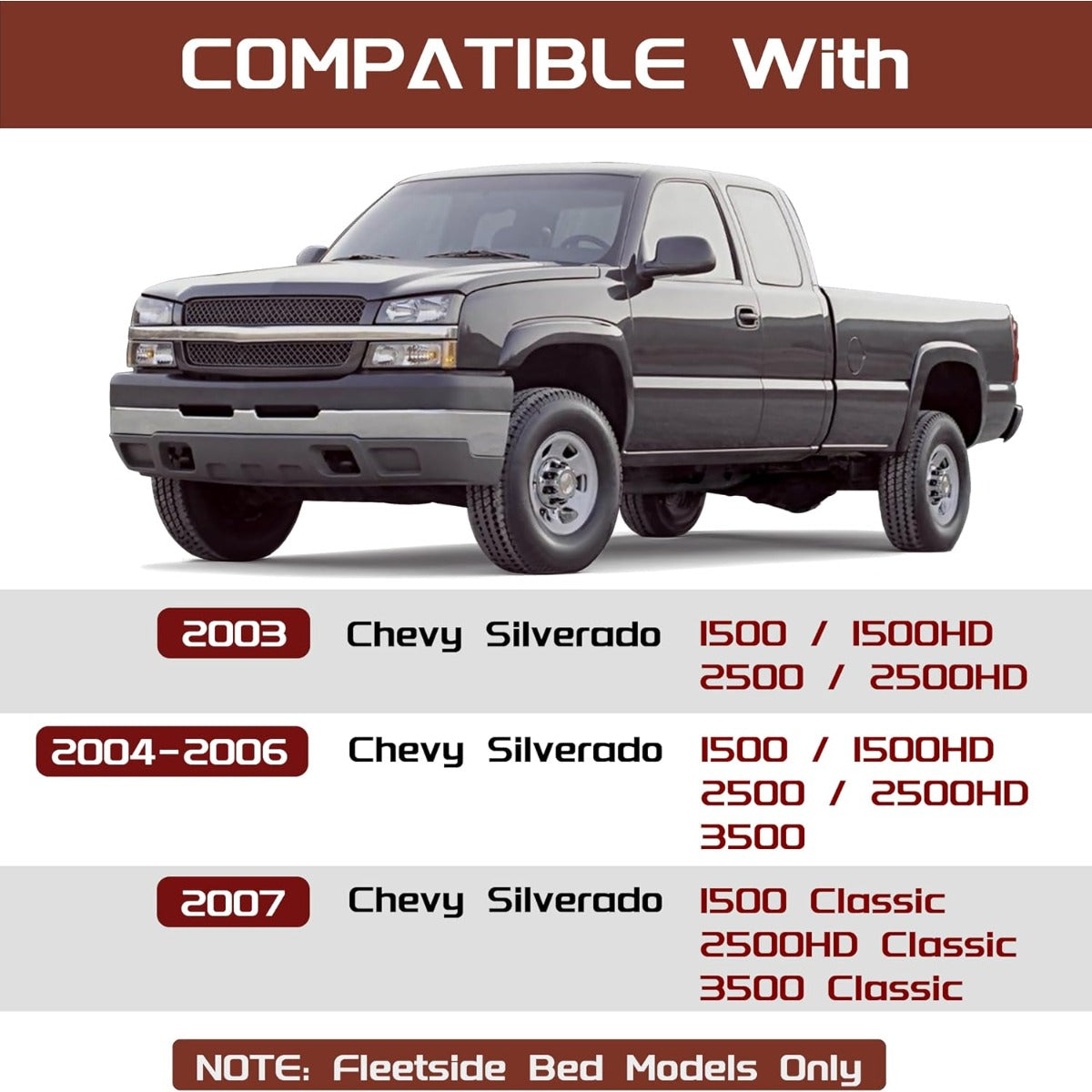 HECASA Tail Lights Compatible with 2003-2006 Chevy Silverado 1500 2500 3500 & 2007 Classic Body Rear Lamp Set w/Bulb and Harness Replacement for GM2800174 GM2801174 (Red/Clear Lens + Chrome Housing)