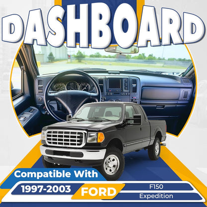 Center Dash Radio A/C Air Vent Cover Compatible with 1997-2003 Ford F150 Expedition Painted Dashboard Bezel Climate Panel Trim ABS Plastic (Matte Black)