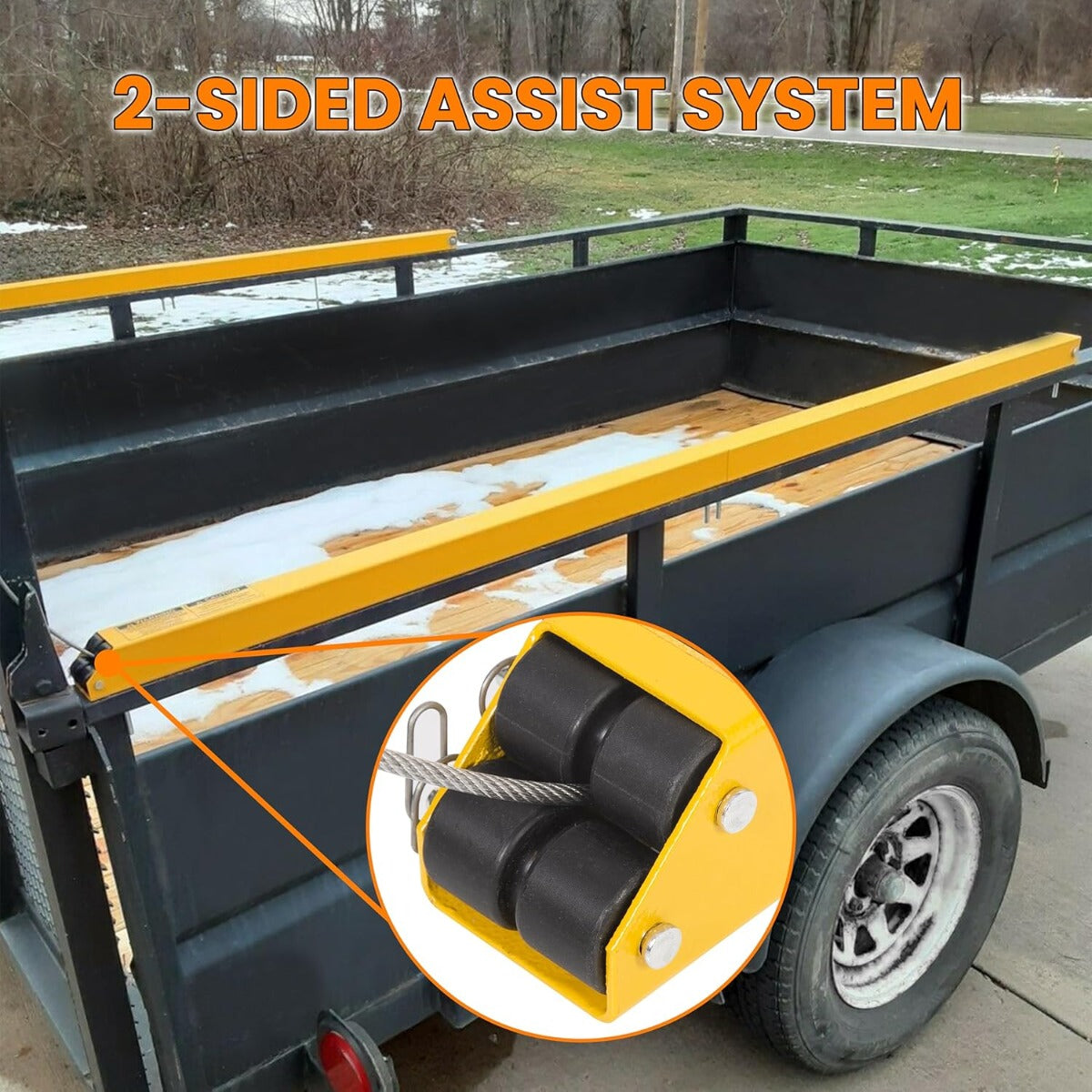 2-Sided Assist System Tailgate Utility Trailer Gate&Ramp w/ 12 to 24 Inch Height Side Rail 4 to 6 Feet Height Ramp Trailer Tailgate Ramp Lift Assist System Maximum 400 Lbs Load Capacity