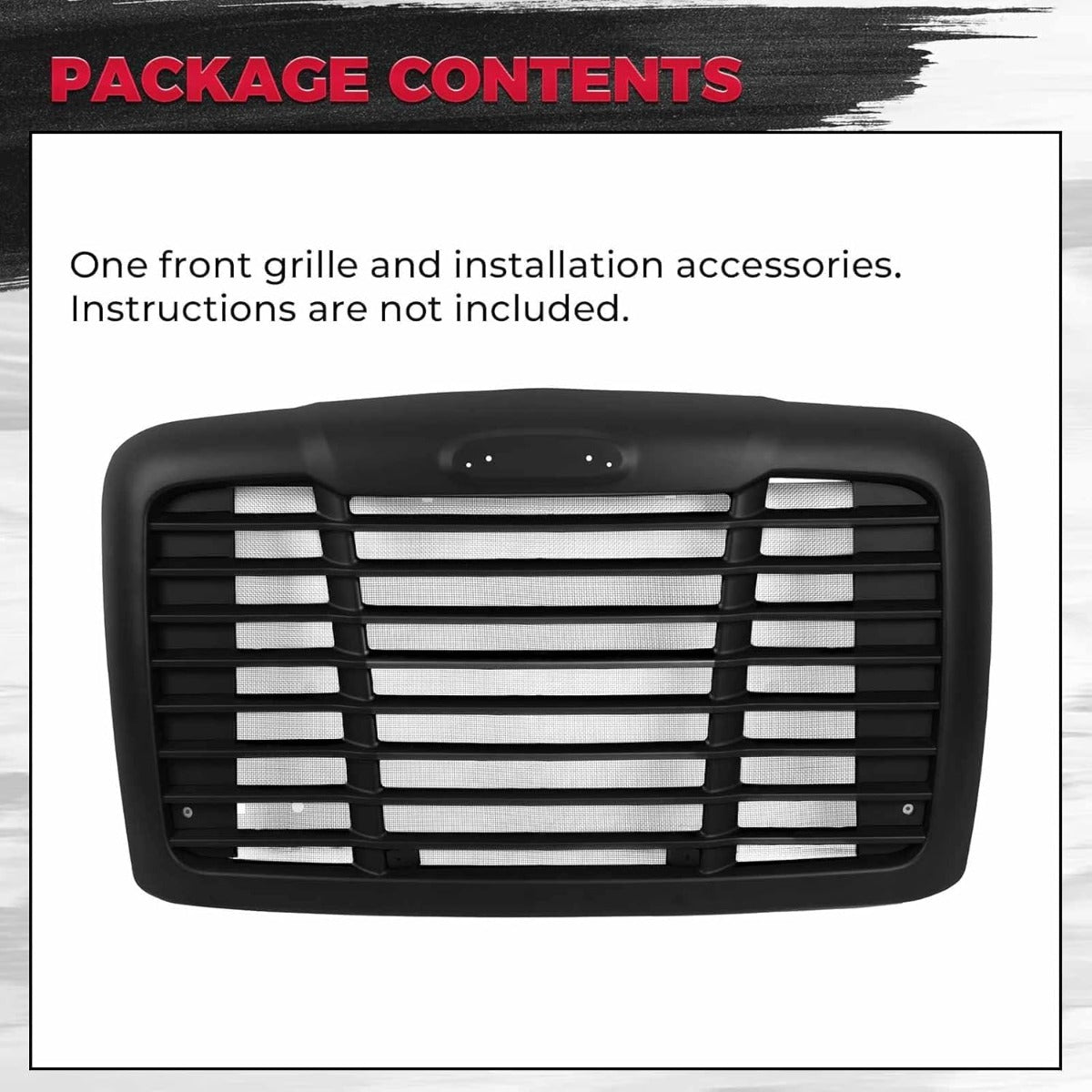 HECASA Front Grille Compatible with 2008-2017 Freightliner Cascadia Replacement for A1719112000 A1715624003 W/Bug Screen Grill Black Painted ABS Plastic