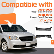 Windshield Wiper Cowl Panel Compatible with 2008-2020 Dodge Grand Caravan, 2008-2016 Chrysler Town & Country, 2012-2015 Ram C/V, Air Inlet Window Cover Cowl Top Panel 05113548AC Black Plastic