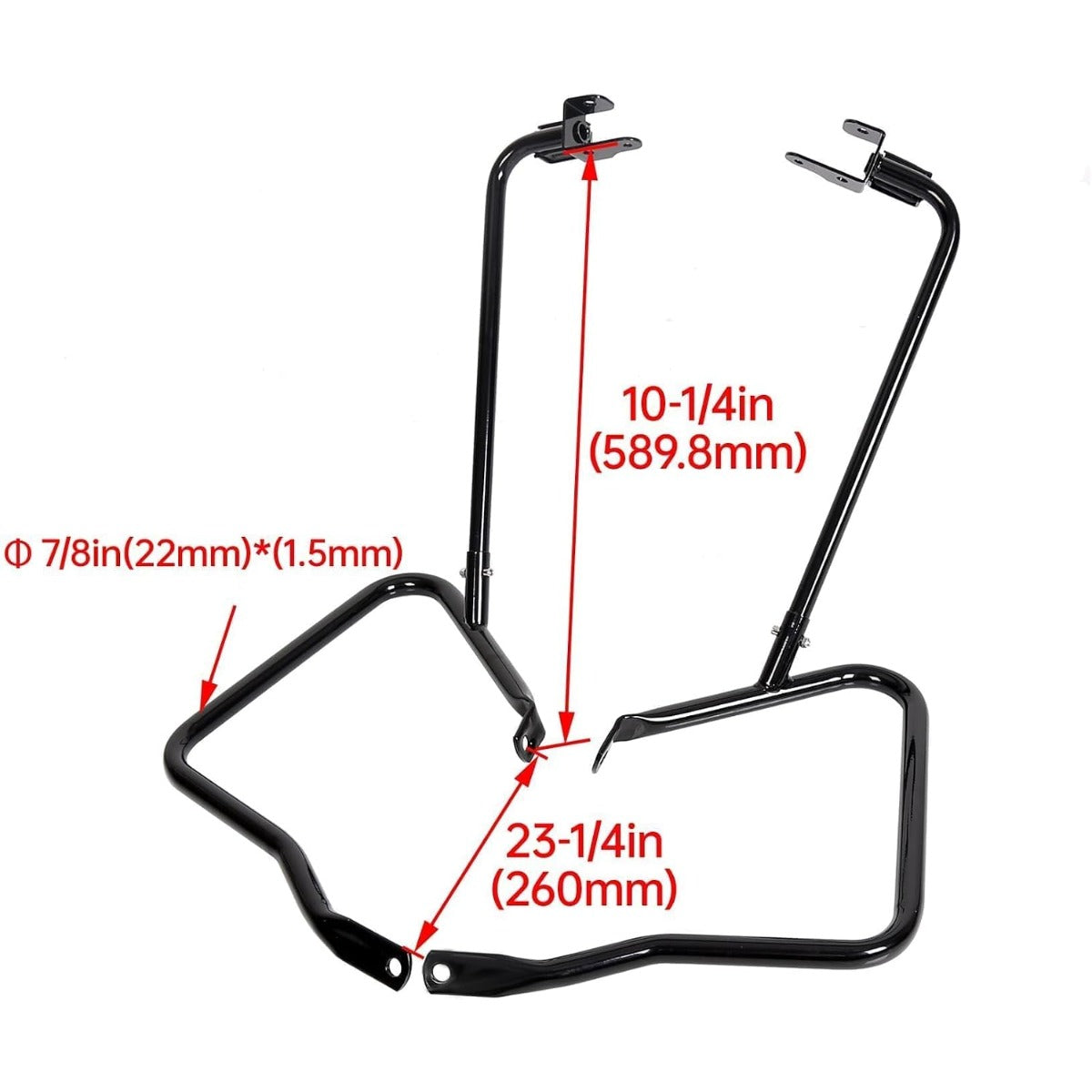 ECOTRIC Saddlebag Bracket Guard Bars Compatible with 2014-2024 Harley Davidson Touring Street Road Glide FLH Saddle Bags Guard Support Bar Mount Chrome & Black