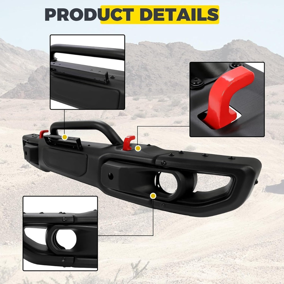 KUAFU Front Bumper Compatible with 07-18 Wrangler JK Rubicon
