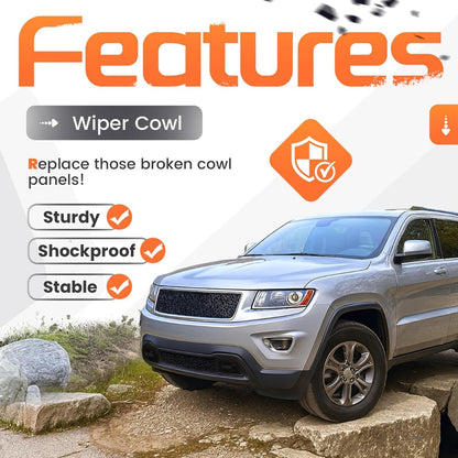 Windshield Wiper Cowl Panel Compatible with 2011-2015 Jeep Grand Cherokee, Air Inlet Window Cover Cowl Top Panel 55079197AH CH1271101 Black Plastic PP