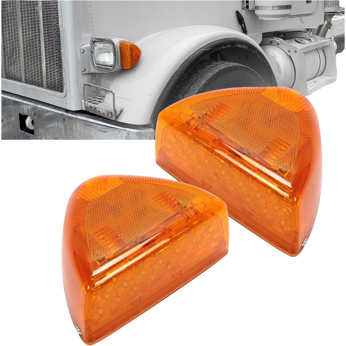HECASA Turn Signal Light Compatible with Peterbilt 357/365/378/379/359 Amber Lens 31 LED Headlight Marker Light Running Light 2Pcs