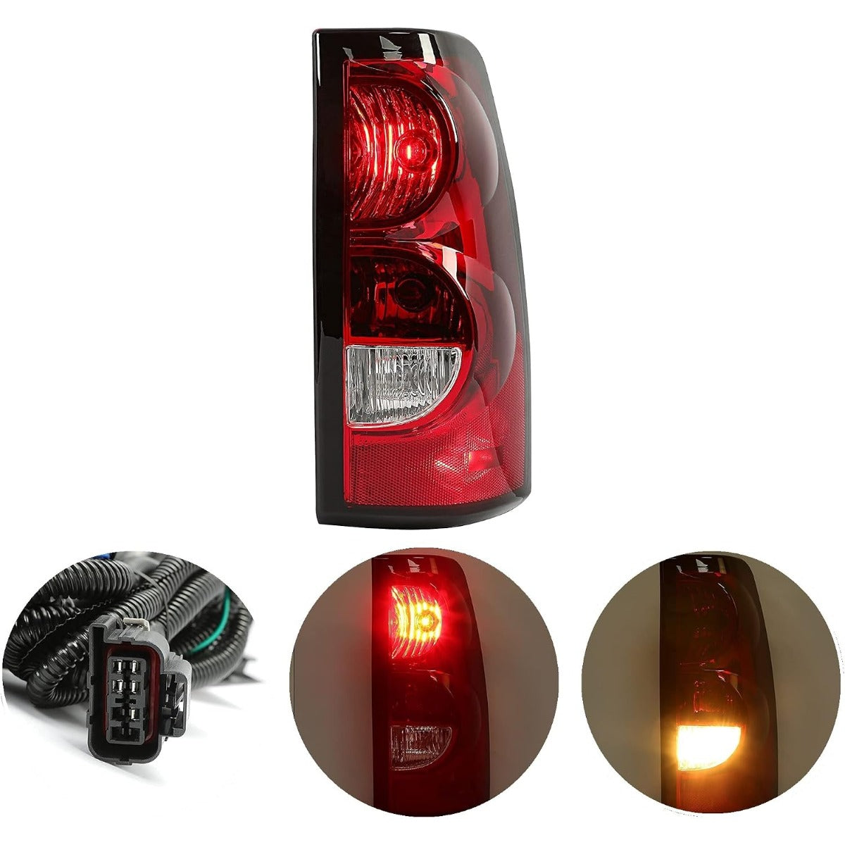 HECASA Tail Lights Passenger Side Compatible with 2003-2007 Chevy Silverado 1500 2500 3500 Pickup Truck w/Bulb & Harness Rear Lamp Taillights Replacement for 19169002 191690