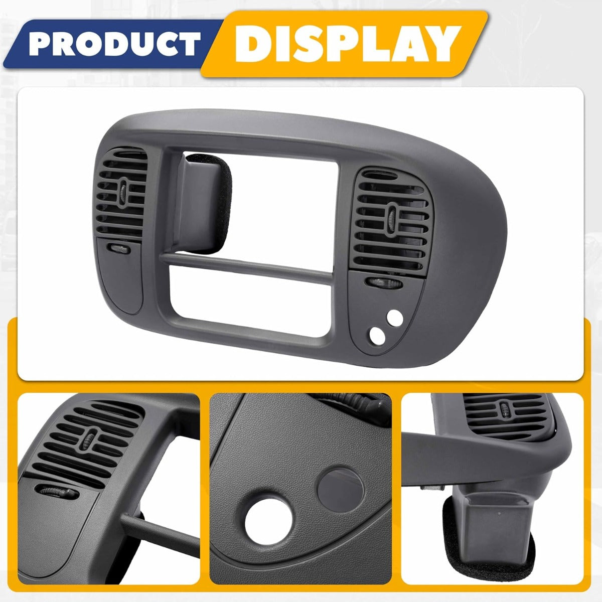 Center Dash Radio A/C Air Vent Cover Compatible with 1997-2003 Ford F150 Expedition Painted Dashboard Bezel Climate Panel Trim ABS Plastic (Gray) Not Compatible with 4WD