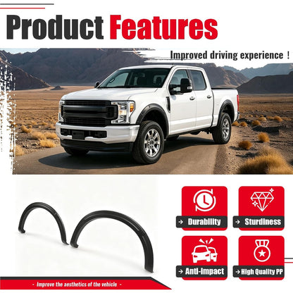 4Pcs Fender Flares Set Compatible with 2017-2022 Ford F-250/350 Super Duty Single Rear Wheel Front & Rear Wheel Arch Cover Protector Plastic(PP) Textured Black