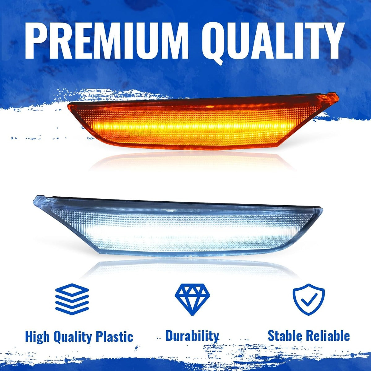 HECASA Front Side Marker Light Compatible with 2001-2006 Infiniti G35 Sedan Base & Nissan Skyline V35 Sedan LED Sequential Dynamic Turn Signal Parking Lamp Clear Lens