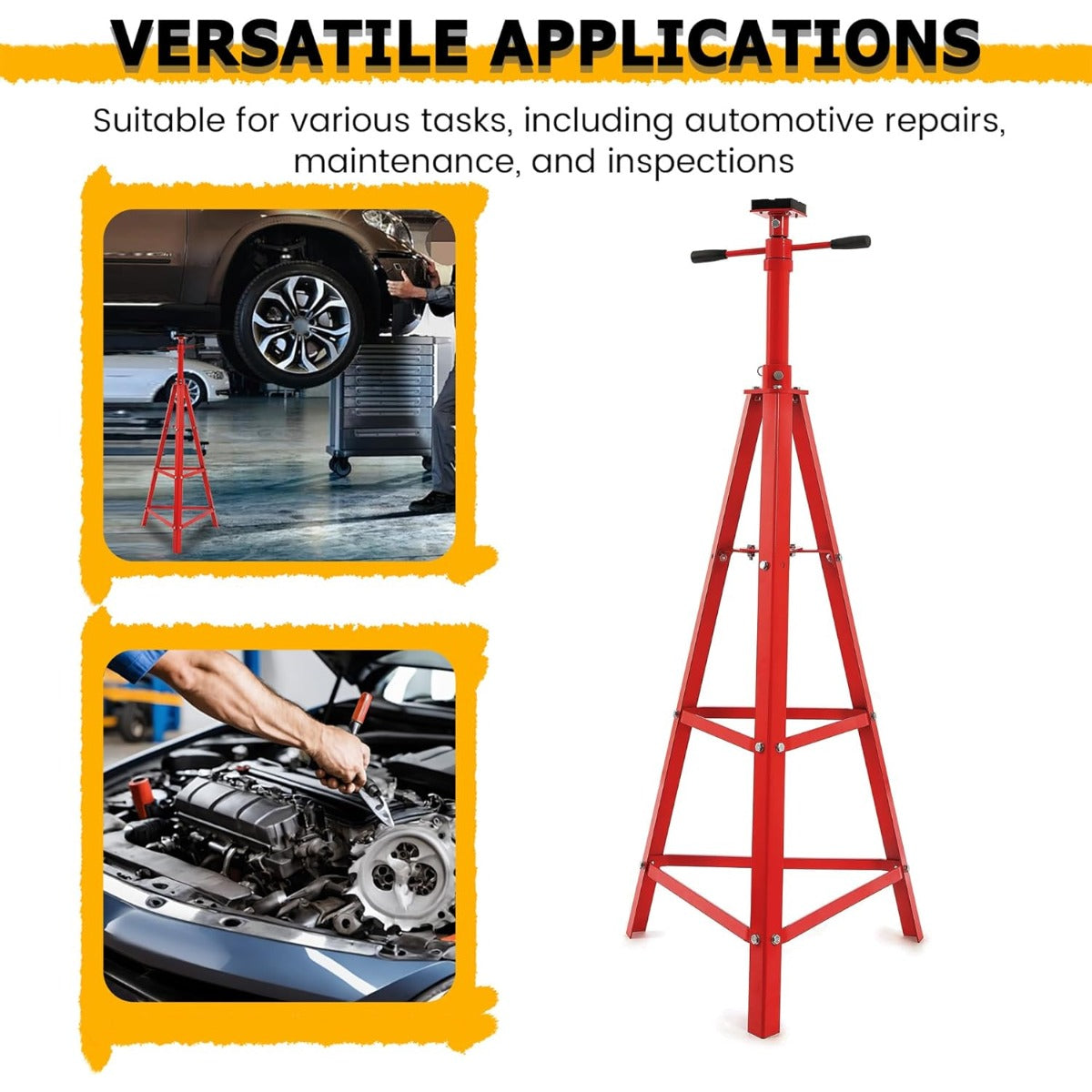 Adjustable Under Hoist Tripod Stand 2 Ton High Lift Jack Stand Reach Underhoist Support Stand 4000lbs Capacity Lift Stand for Car Lift High-Position Lift Range 47.4"-84.5"