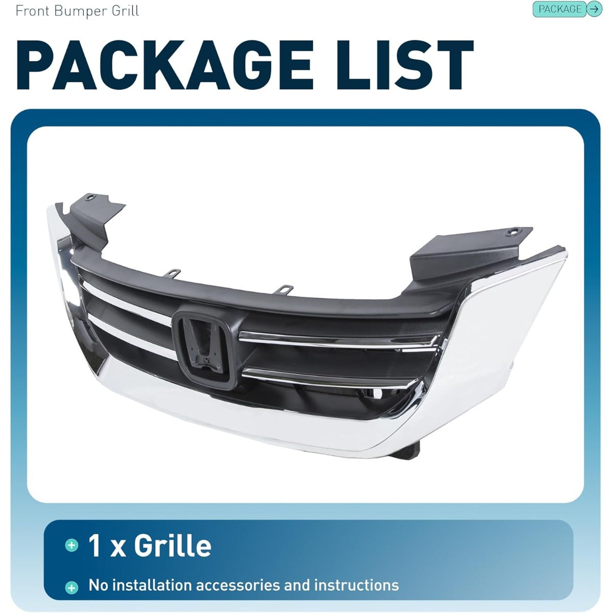 ALMULOO Front Bumper Grill Compatible with 2013-2015 Honda Accord 4Door Sedans Only Upper Black Chrome Grille ABS Plastic Replacement for 71121T2FA01 HO1200214