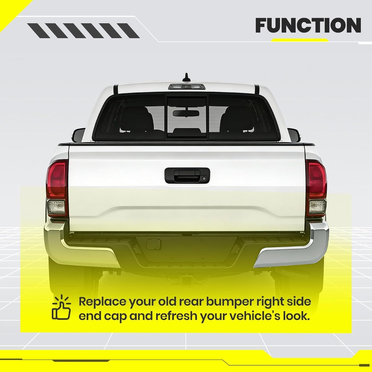 KUAFU Rear Bumper End Caps RH Compatible with 2016-2023 Toyota Tacoma w/o Parking Sensors Holes Chrome Covers Corner Extension Replacement for TO1105131