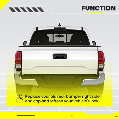 KUAFU Rear Bumper End Caps RH Compatible with 2016-2023 Toyota Tacoma w/o Parking Sensors Holes Chrome Covers Corner Extension Replacement for TO1105131