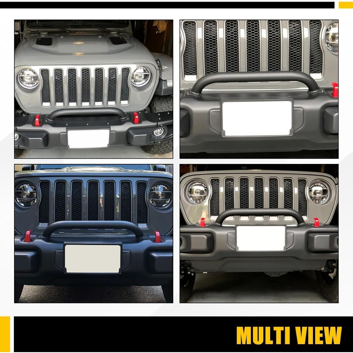 KUAFU 3-1/8 Inch Height Brush Guard Compatible With 2018-2026 Jeep Wrangler JL 2020-2026 Gladiator JT 82215351 Rubicon Brush Guard Front Bumper Grille Guard Protector Brush Push Bar