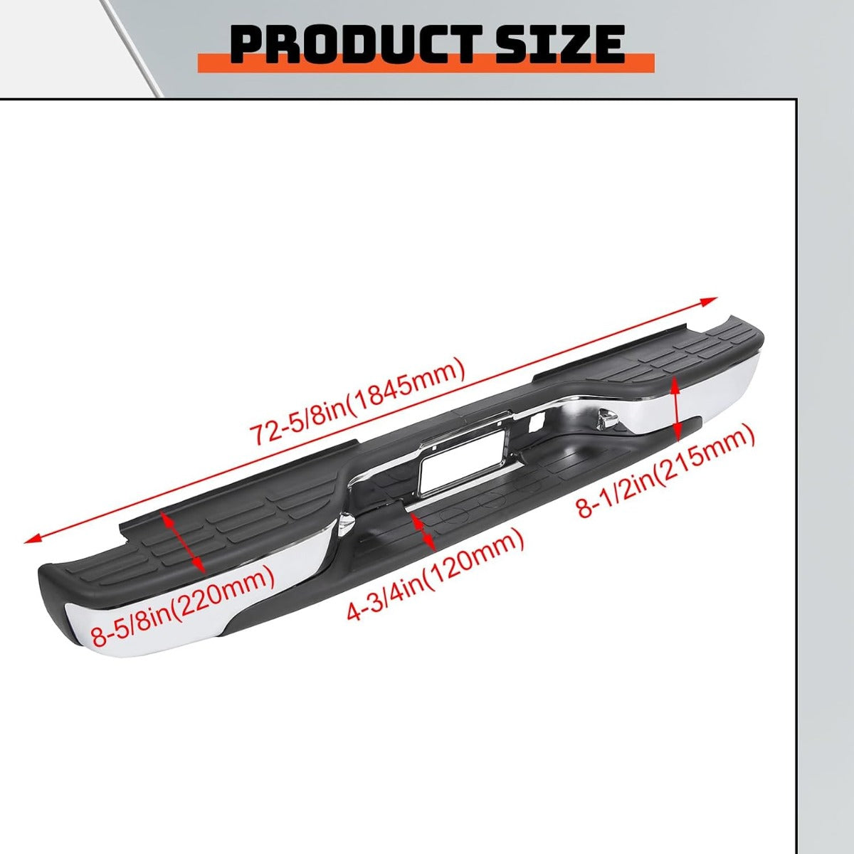 ECOTRIC Rear Step Bumper Bar Chrome Compatible with 1999-2006 Chevy Chevrolet Silverado GMC Sierra 1500 2500 W/Pad & License Plate Lights Replacement for GM1103122 12496085 FLEET SIDE BED ONLY