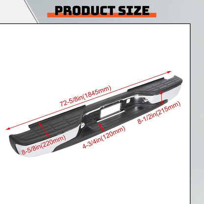 ECOTRIC Rear Step Bumper Bar Chrome Compatible with 1999-2006 Chevy Chevrolet Silverado GMC Sierra 1500 2500 W/Pad & License Plate Lights Replacement for GM1103122 12496085 FLEET SIDE BED ONLY