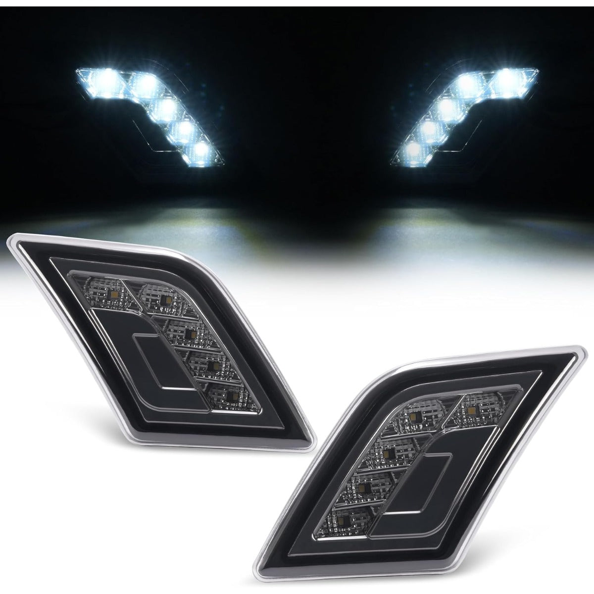 HECASA Pair LED Side Marker Lights Compatible with 2008-2011 Mercedes-Benz C300 C350 C63 AMG 4 Door Sedan Models Side Marker Lamps Replacement for MB2554100 MB2555100 LH&RH Smoke Lens Black Housing