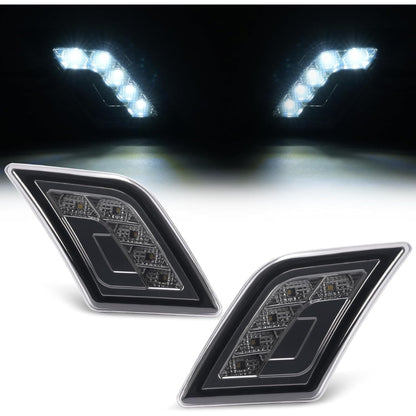 HECASA Pair LED Side Marker Lights Compatible with 2008-2011 Mercedes-Benz C300 C350 C63 AMG 4 Door Sedan Models Side Marker Lamps Replacement for MB2554100 MB2555100 LH&RH Smoke Lens Black Housing