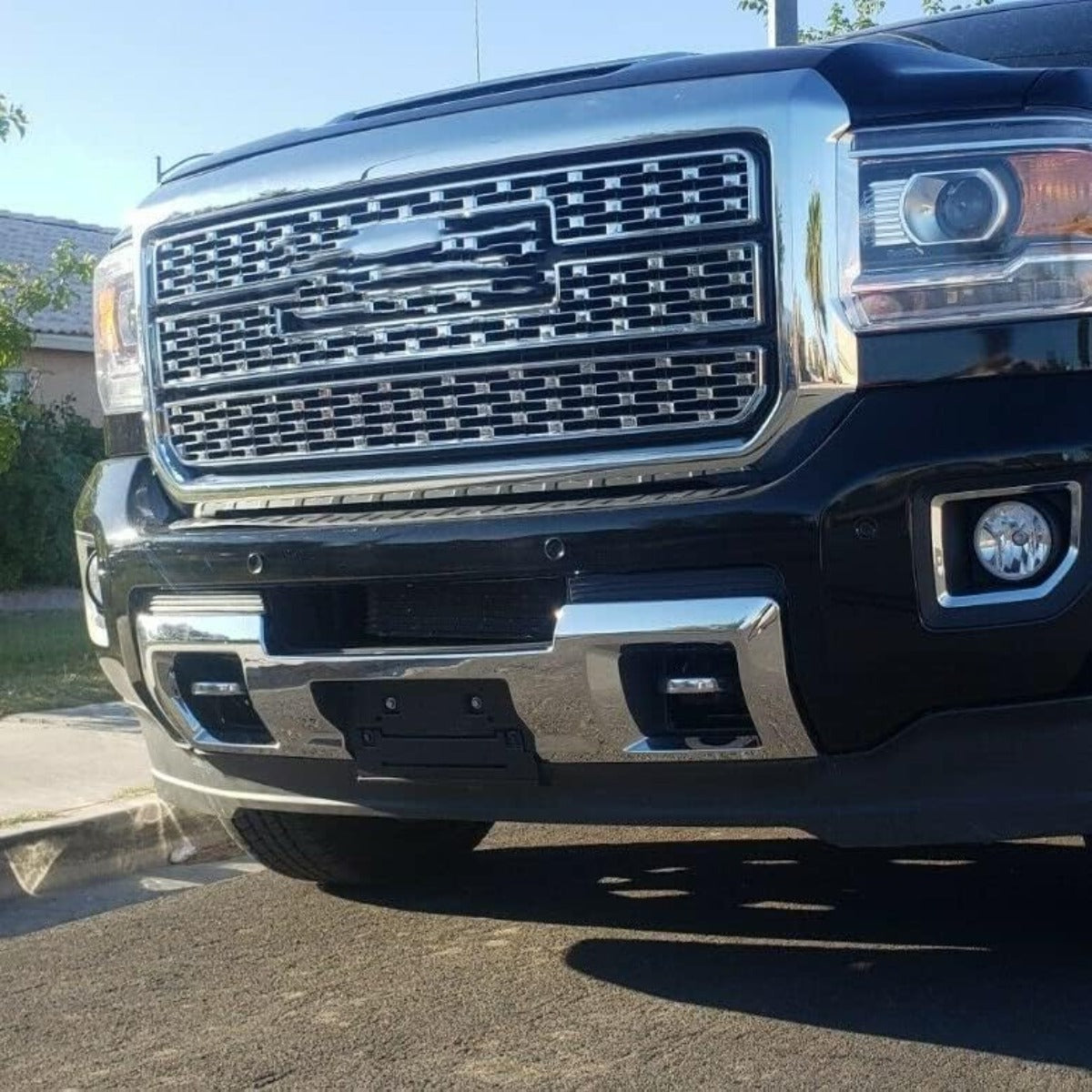 ECOTRIC Front Bumper Skid Plate Panel Lower Cover Compatible with 2015-2019 GMC Sierra 2500/3500 HD 4 Door Replace for GM1053103 23178964 23178780 Silvery