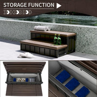 Load image into Gallery viewer, KUAFU  Universal Spa Hot Tub Step with Storage Outdoor Indoor Compartment Spa 2-Step Stool Pool Ladder Plastic Handi Step Slip Resistant Striped Brown+Black LYOP-107-1
