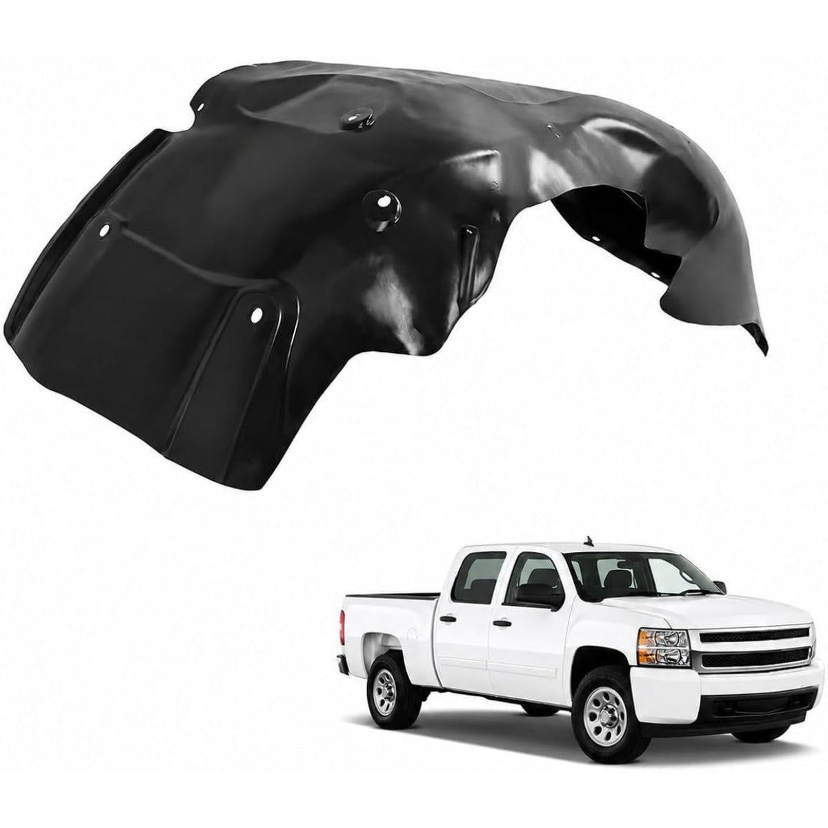 Front Right Fender Liner Compatible with 2007-2013 Chevy Chevrolet Silverado 1500 Replace for 22779790 15945960 20782780 25828536GM1249183 Plastic(PE) Wheel Liner Splash Guard Unfinished Black