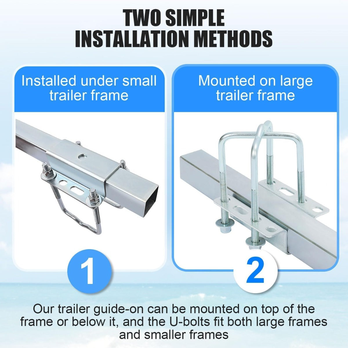 ECOTRIC 40"-60'' Boat Trailer Post Guides Fits Frames up to 3" W x 4-1/4" H Boating & Sailing Poles Guide Bars for Canoe Fishing Boat Kayak Ski Boat 2Pcs