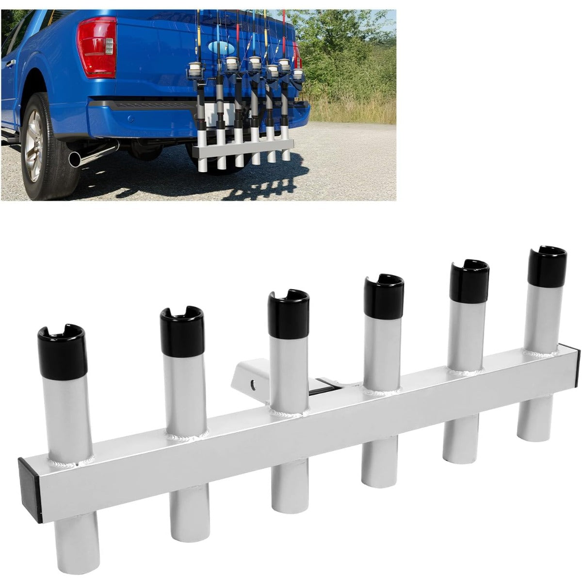 Hitch Mount Fishing Rod Holder Aluminium Fishing Pole Rack for