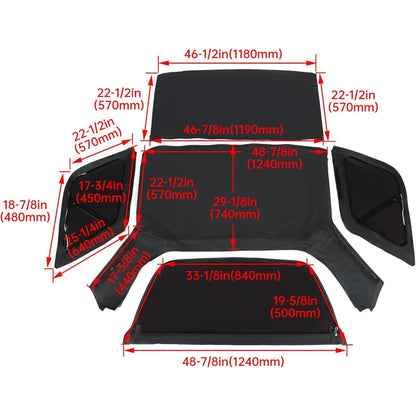 Convertible Soft Top for 1999-2004 Suzuki Vitara Geo Tracker with Removable Tinted Plastic Window Soft Roof Replacement Black Sailcloth Vinyl