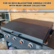 36 inch Hinged Lid Cover Compatible with Blackstone Griddle Grill Lid Hard Cover with Rear Grease Collection Powder Coated Black LYOM-018-B