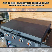 Load image into Gallery viewer, Kojem 36 inch Hinged Lid Cover Compatible with Blackstone Griddle Grill Lid Hard Cover with Rear Grease Collection Powder Coated Black LYOM-018-B
