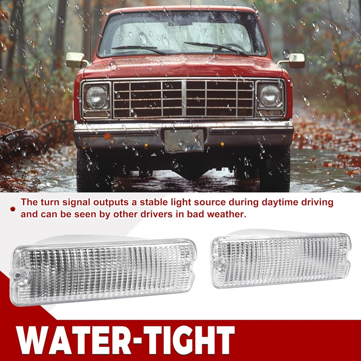 HECASA Pair Turn Signal Light Compatible with 1991-1993 Dodge D150 D250 D350 W150 W250 W350 Ramcharger Running Light Signal Lamp Replacement for CH2520106 CH2521106 Driver & Passenger Side Clear Lens