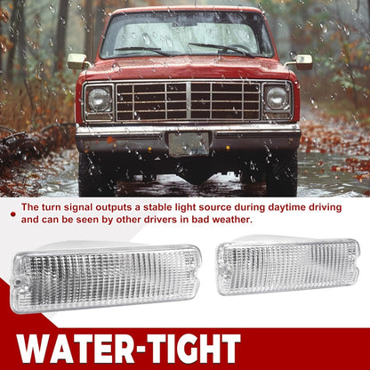 HECASA Pair Turn Signal Light Compatible with 1991-1993 Dodge D150 D250 D350 W150 W250 W350 Ramcharger Running Light Signal Lamp Replacement for CH2520106 CH2521106 Driver & Passenger Side Clear Lens
