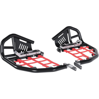 Nerf Bars Foot Pegs Compatible with Honda Sportrax 400 TRX 400EX 400X All Years (Black Nerfs & Red Nets)