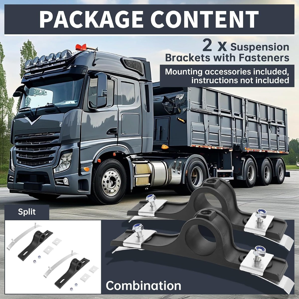 KUAFU Fender Brackets Assembly Replacement for 8591005, for Dump Trucks, | Garbage Trucks, Work Trucks, Utility Trucks for Use with 8590195, 8590245 Poly Fender Hanger Bracket 2 Pcs