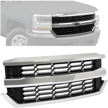 Upper Grille Compatible with 2016-2019 Chevy Chevrolet Silverado 1500 Replacement for GM1200753 84602489 84374378 Front Bumper Grill Silvery+Black
