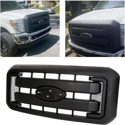 Front Radiator Grill Hood Grille Fit for 2011-2016 Ford F250 F350 F450 F550 Super Duty Black Replace for BC3Z8200AA BC3Z8200G BC3Z-8200-G (Without Center Emblem) LYAP-264-1S