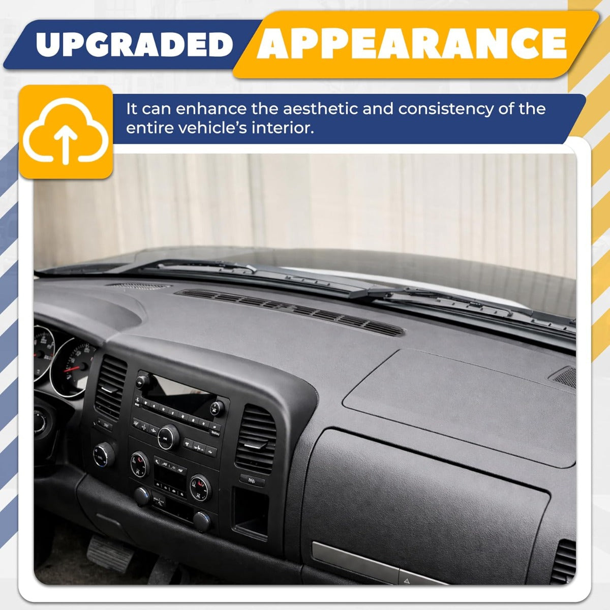 Dashboard Cover Compatible with 2007-2013 Chevrolet Silverado GMC Sierra Does Not Fit LTZ/Denali/SLT Models Fits Dual Glovebox Style Dashes Only Plastic(ABS) Painted+Textured Gray