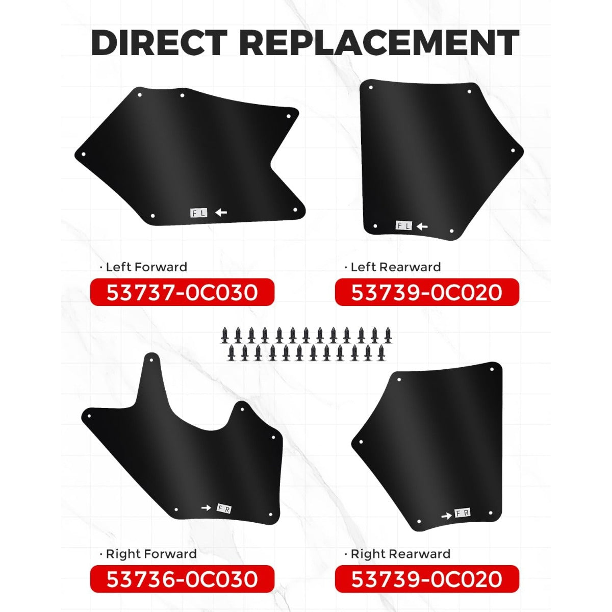 Front Splash Guards Fender Liner Shields w/Clips for 2007-2022 Toyota Tundra Sequoia Replace for Apron Seal Mud Flaps Mudflaps Mudguards 4Pcs