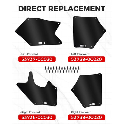 Front Splash Guards Fender Liner Shields w/Clips for 2007-2022 Toyota Tundra Sequoia Replace for Apron Seal Mud Flaps Mudflaps Mudguards 4Pcs