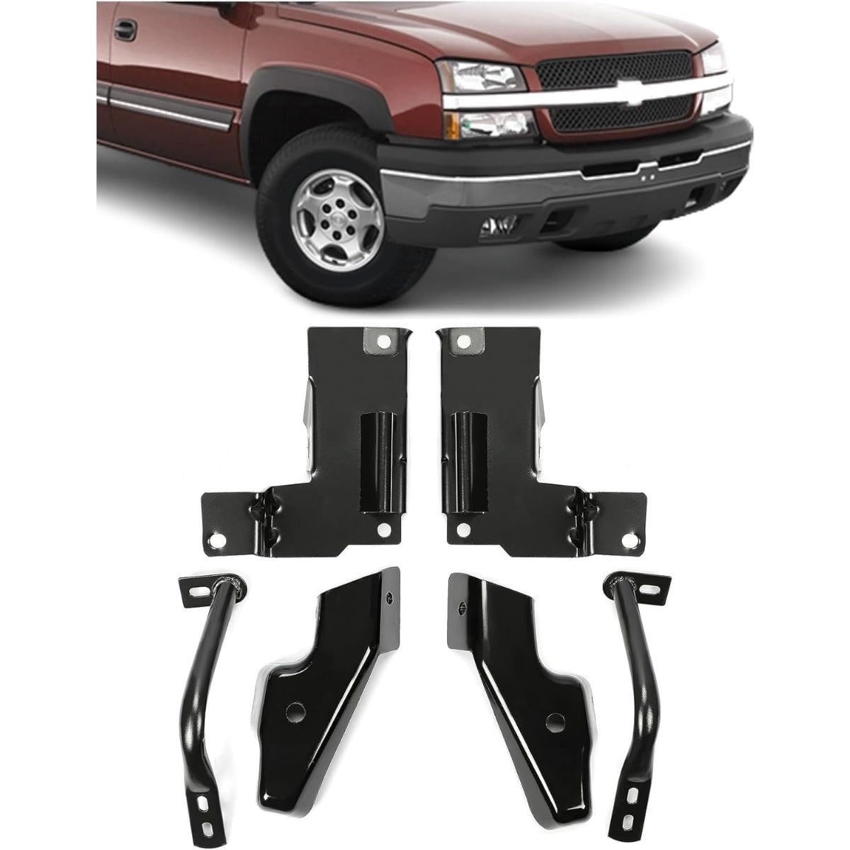 6PCS Front Bumper Brackets Set Compatible with 2003-2006 Chevy Chevrolet Silverado 1500 2002-2006 Chevy Chevrolet Avalanche 1500 Driver and Passenger Side Steel
