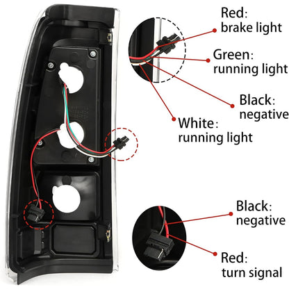 LED Tail Lights Compatible with 1999-2006 Chevy Silverado 1999-2002 GMC Sierra 1500 2500 3500 LED Tube Bar Taillight Lamp (Clear Lens+Black Housing) LYPL-023S-1